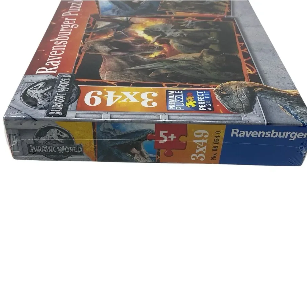 Jurassic World Puzzle Set 3x49 Piece Dinosaurs T-Rex Kids Age 5+ Ravensburger